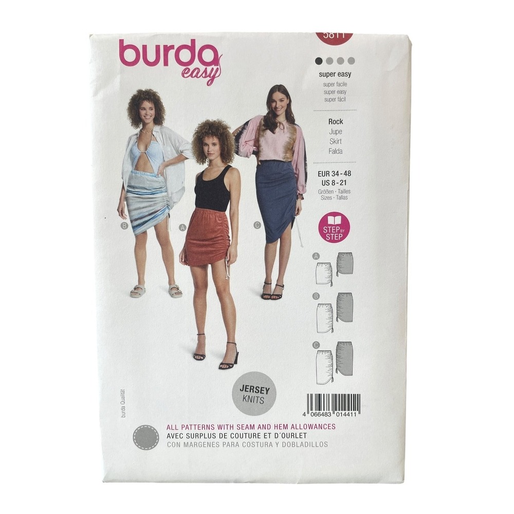 Burda Easy 5811 Skirt US 8-22 Fitted Jersey Knits Modern